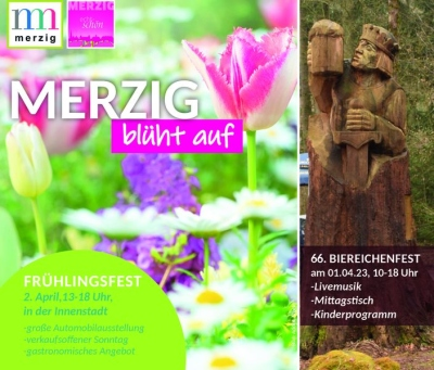 Merzig blüht auf: Frühlingsfest am 2. April 2023. Bildquelle: Kreisstadt Merzig.