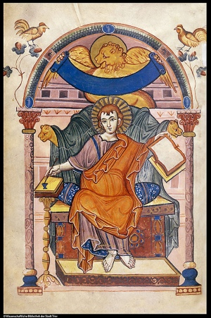 Abbildung des Evangelisten Markus im Ada-Evangeliar. Foto: Wissenschaftliche Bibliothek der Stadt Trier