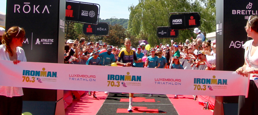 Anna Reiff gewinnt Frauenrennen beim IRONMAN 70.3 Luxembourg 2026 und den nationalen Meistertitel. Foto: r3/hb